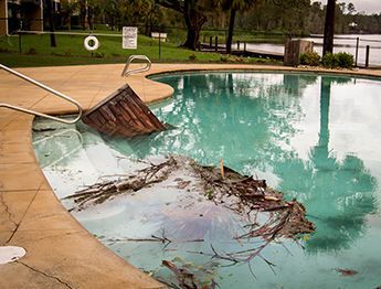 Pool destruction after a storm 
